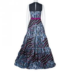 Peter Pilotto Multicolor Wave Jacquard Sleeveless Circuit Gown M