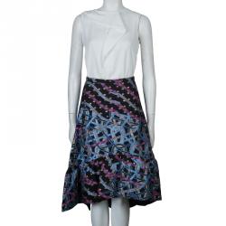 Pre Owned Peter Pilotto Multicolor Wave Jacquard High Low Hem Circuit Skirt S