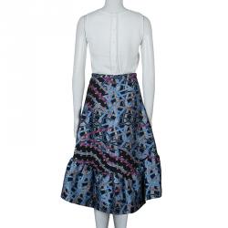 Pre Owned Peter Pilotto Multicolor Wave Jacquard High Low Hem Circuit Skirt S