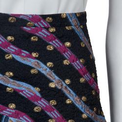 Pre Owned Peter Pilotto Multicolor Wave Jacquard High Low Hem Circuit Skirt S