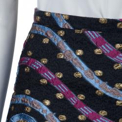 Pre Owned Peter Pilotto Multicolor Wave Jacquard High Low Hem Circuit Skirt S