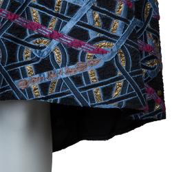 Pre Owned Peter Pilotto Multicolor Wave Jacquard High Low Hem Circuit Skirt S