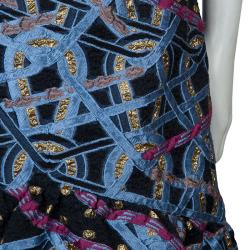 Pre Owned Peter Pilotto Multicolor Wave Jacquard High Low Hem Circuit Skirt S