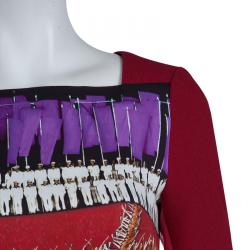 Pre Owned Peter Pilotto Burgundy Printed Wool Dress M