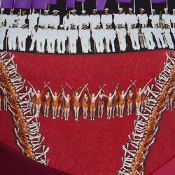 Pre Owned Peter Pilotto Burgundy Printed Wool Dress M