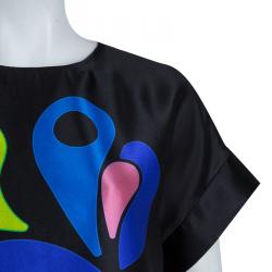 Pre Owned Peter Pilotto Black Abstract Print Mikado Silk Dress S