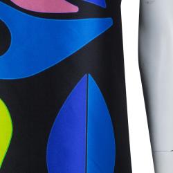 Pre Owned Peter Pilotto Black Abstract Print Mikado Silk Dress S