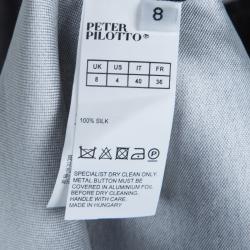 Pre Owned Peter Pilotto Black Abstract Print Mikado Silk Dress S