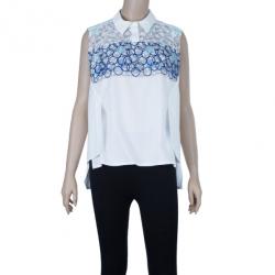 Pre Owned Peter Pilotto White Sleeveless Blouse M