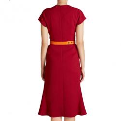 Pre Owned Peter Pilotto Burgundy Wool Midi Dress M