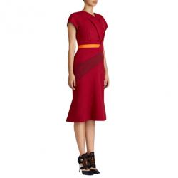 Pre Owned Peter Pilotto Burgundy Wool Midi Dress M