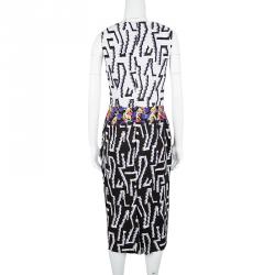Pre Owned Peter Pilotto Multicolor Printed Fitted Sleeveless Dress L