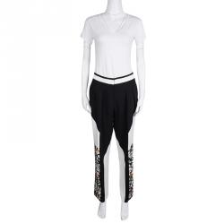 Pre Owned Peter Pilotto Monochrome Abstract Floral Print Straight Leg Pants M