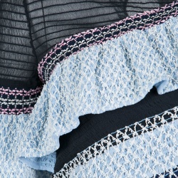 Peter Pilotto Blue Smocked Asymmetric Ruffle Detail Octave Top S
