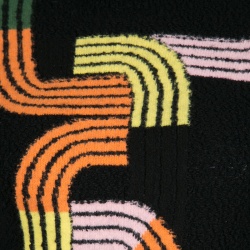 Peter Pilotto Black Textured Multicolor Track Pattern Turtleneck Sweater S