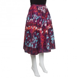 Peter Pilotto Multicolor Textured Water Orchid Print Emma Midi Skirt M