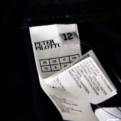 Pre Owned Peter Pilotto Navy Blue Cotton Lace Trim Off Shoulder Pallas Top M