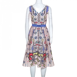 Pre Owned Peter Pilotto Multicolor Printed Patterned Crepe Sleeveless Dress S