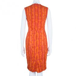 Pre Owned Peter Pilotto X Print Collar Fitted Dress M