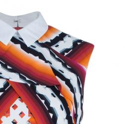 Pre Owned Peter Pilotto X Print Collar Fitted Dress M