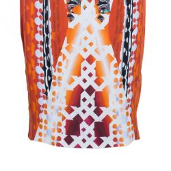 Pre Owned Peter Pilotto X Print Collar Fitted Dress M