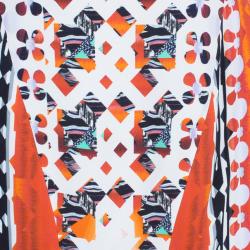 Pre Owned Peter Pilotto X Print Collar Fitted Dress M