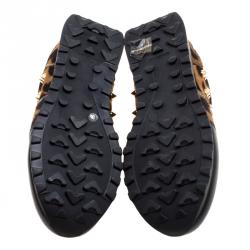 Pre Owned Philipp Plein Limited Edition Leopard Print Calf Hair and Leather Spike Embellished Sneakers Size 36