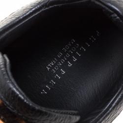 Pre Owned Philipp Plein Limited Edition Leopard Print Calf Hair and Leather Spike Embellished Sneakers Size 36