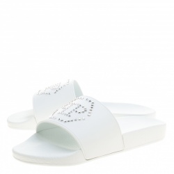 Pre Owned Philipp Plein White Croisette Gummy Pool Flat Slides Size 40