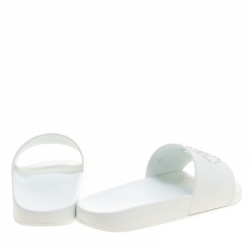 Pre Owned Philipp Plein White Croisette Gummy Pool Flat Slides Size 40
