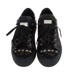 Pre Owned Philipp Plein Black Lace And Patent "Got You" Low Top Sneakers Size 40