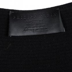 Philipp Plein Black Merino Wool Knit Cold Shoulder Detail Sweater M