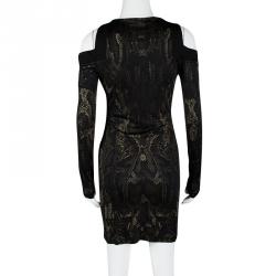 Pre Owned Philipp Plein Couture Limited Edition Snake Skin Print Ruched Cold Shoulder Dress M