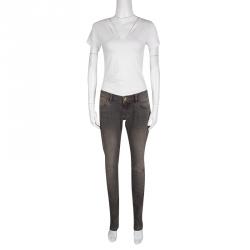 Philipp Plein Grey Shadow Faded Effect Strawberry Cheesecake Slim Fit Jeans M