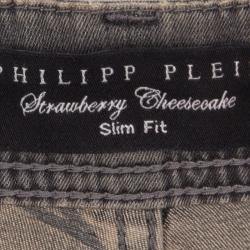 Philipp Plein Grey Shadow Faded Effect Strawberry Cheesecake Slim Fit Jeans M
