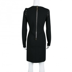 Pre Owned Philipp Plein Couture Black Studded Long Sleeve Bodycon Majesty Dress L