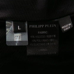 Pre Owned Philipp Plein Couture Black Studded Long Sleeve Bodycon Majesty Dress L