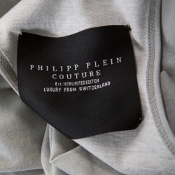 Philipp Plein Grey Cotton Crystal Skull Embellished Sleeveless Tank Top XS 