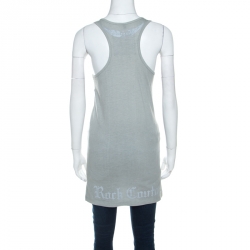 Philipp Plein Grey Cotton Crystal Skull Embellished Sleeveless Tank Top XS 