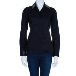 Pre Owned Philipp Plein Black Embellished Collar Shirt M