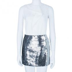 Philipp Plein Couture Silver Sequin Mini Skirt M