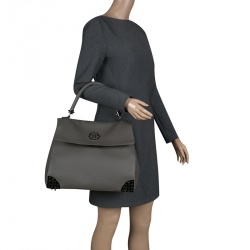 Pre Owned Philipp Plein Grey Leather Pretender Satchel