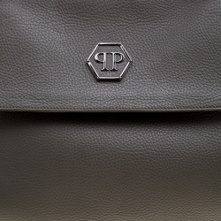 Pre Owned Philipp Plein Grey Leather Pretender Satchel