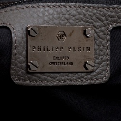 Pre Owned Philipp Plein Grey Leather Pretender Satchel