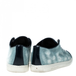 Pre Owned Philipp Plein Blue Denim Skull Cap Toe Lace Up Low Top Sneakers Size 37.5