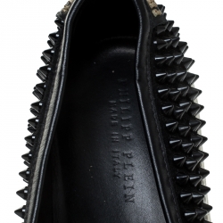 Pre Owned Philipp Plein Black Suede Spike Embellished Slip On Sneakers Size 40