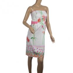 Pre Owned Philosophy di Alberta Ferretti Strapless Floral Print Dress S