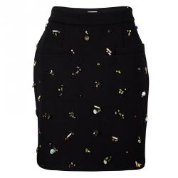 Pre Owned Philosophy di Alberta Ferretti Black Knit Embellished Skirt M