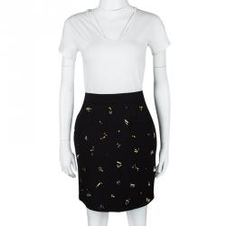Pre Owned Philosophy di Alberta Ferretti Black Knit Embellished Skirt M