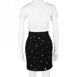 Pre Owned Philosophy di Alberta Ferretti Black Knit Embellished Skirt M